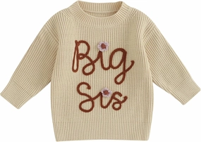 Toddler Baby Girls Sister Matching Set Knitted Sweater Embroidery Toddler Sweatshirt Romper Fall Winter Clothes