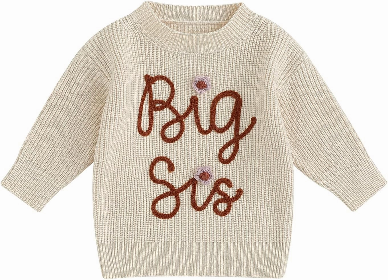 Toddler Baby Girls Sister Matching Set Knitted Sweater Embroidery Toddler Sweatshirt Romper Fall Winter Clothes