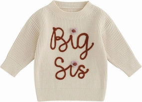 Toddler Baby Girls Sister Matching Set Knitted Sweater Embroidery Toddler Sweatshirt Romper Fall Winter Clothes