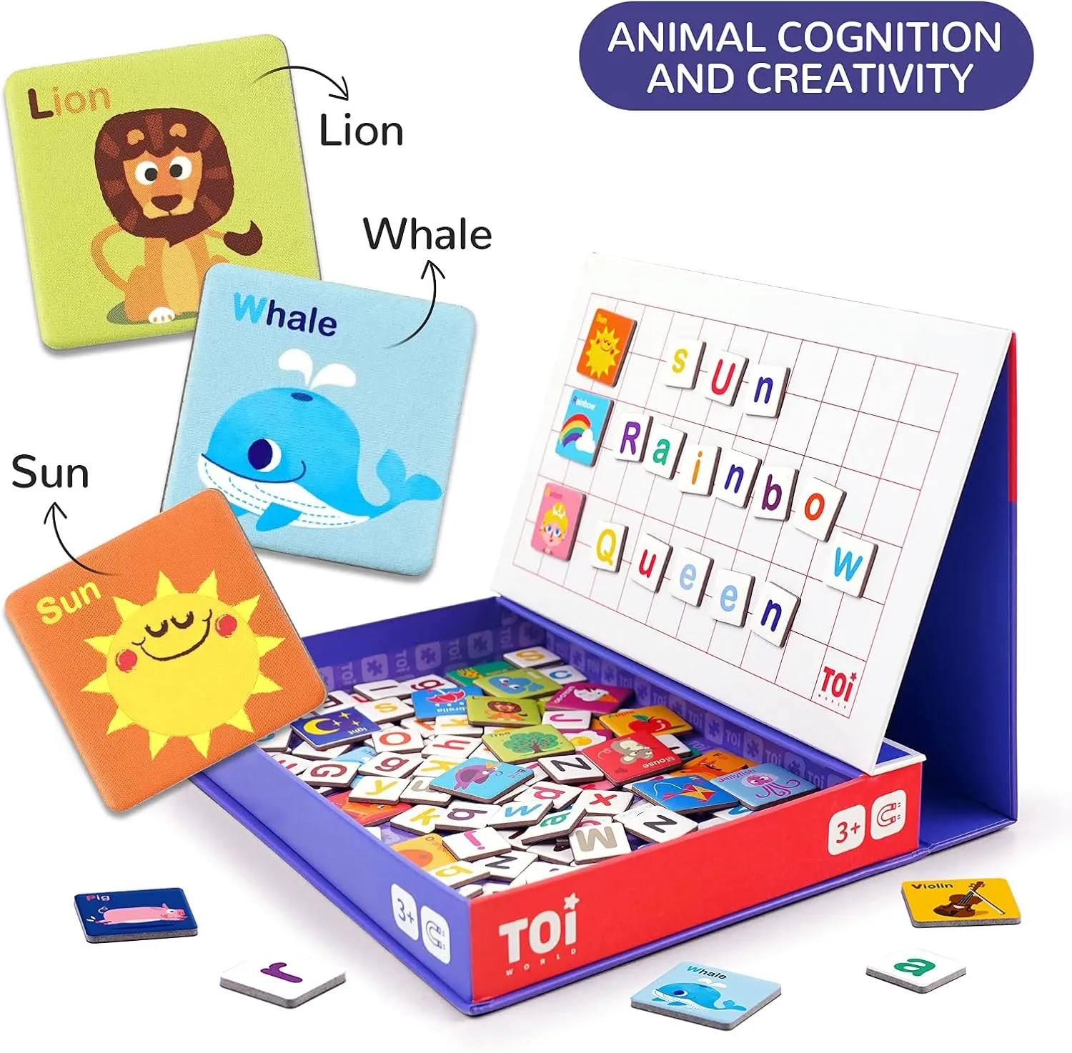 Toi Kids Magnet Toys Magnetic Jigsaw Puzzle Boxes with Game Board for Kids Ages 3-8, Preschool Tabletop Toy for Toddlers, Portable Travel Game, Alphabet