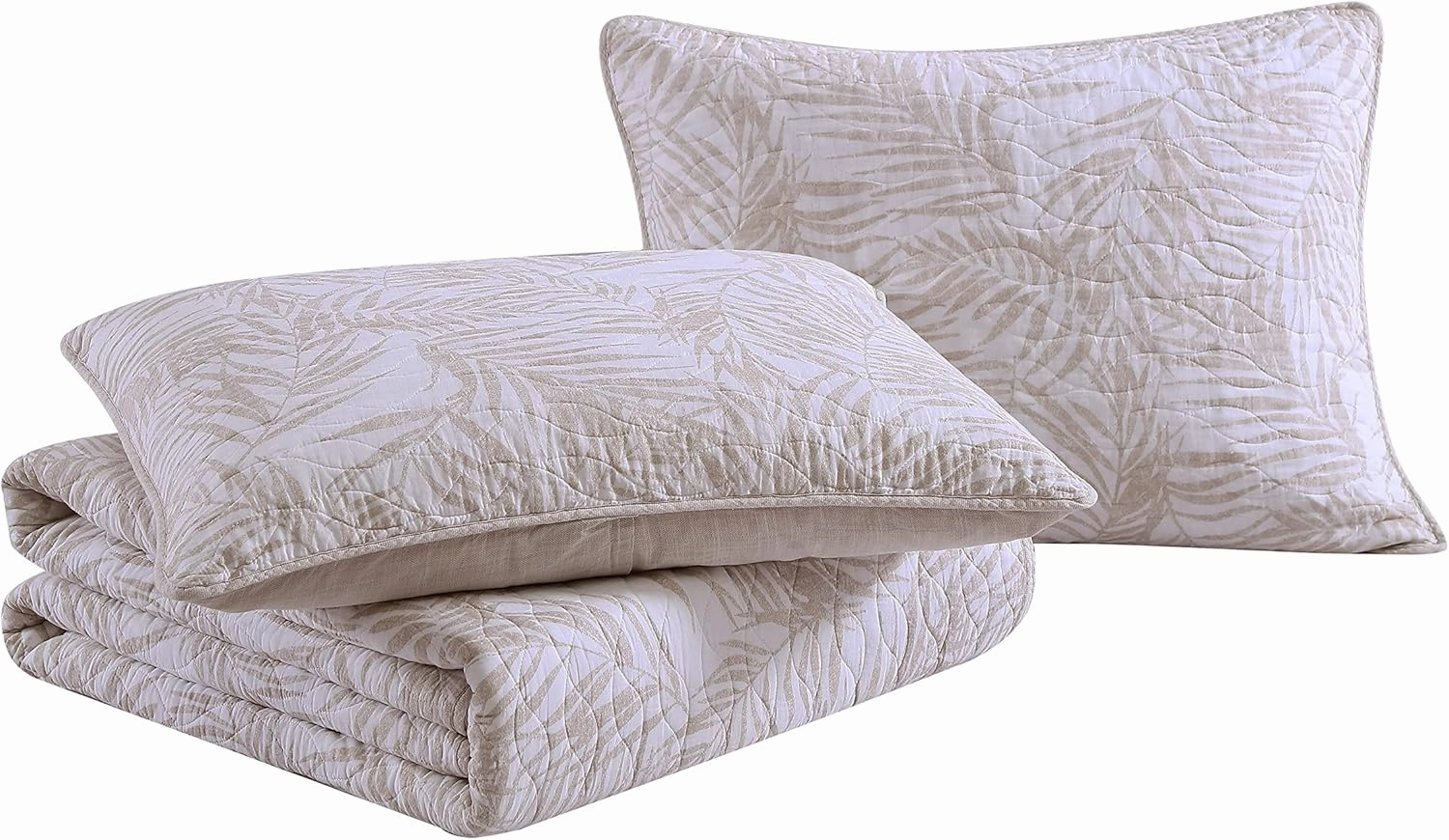 Tommy Bahama - Queen Quilt Set, Reversible Cotton Bedding with Matching Shams, Soft All Season Bedspread, Coastal Bedding Set (Palmday Beige, Queen)