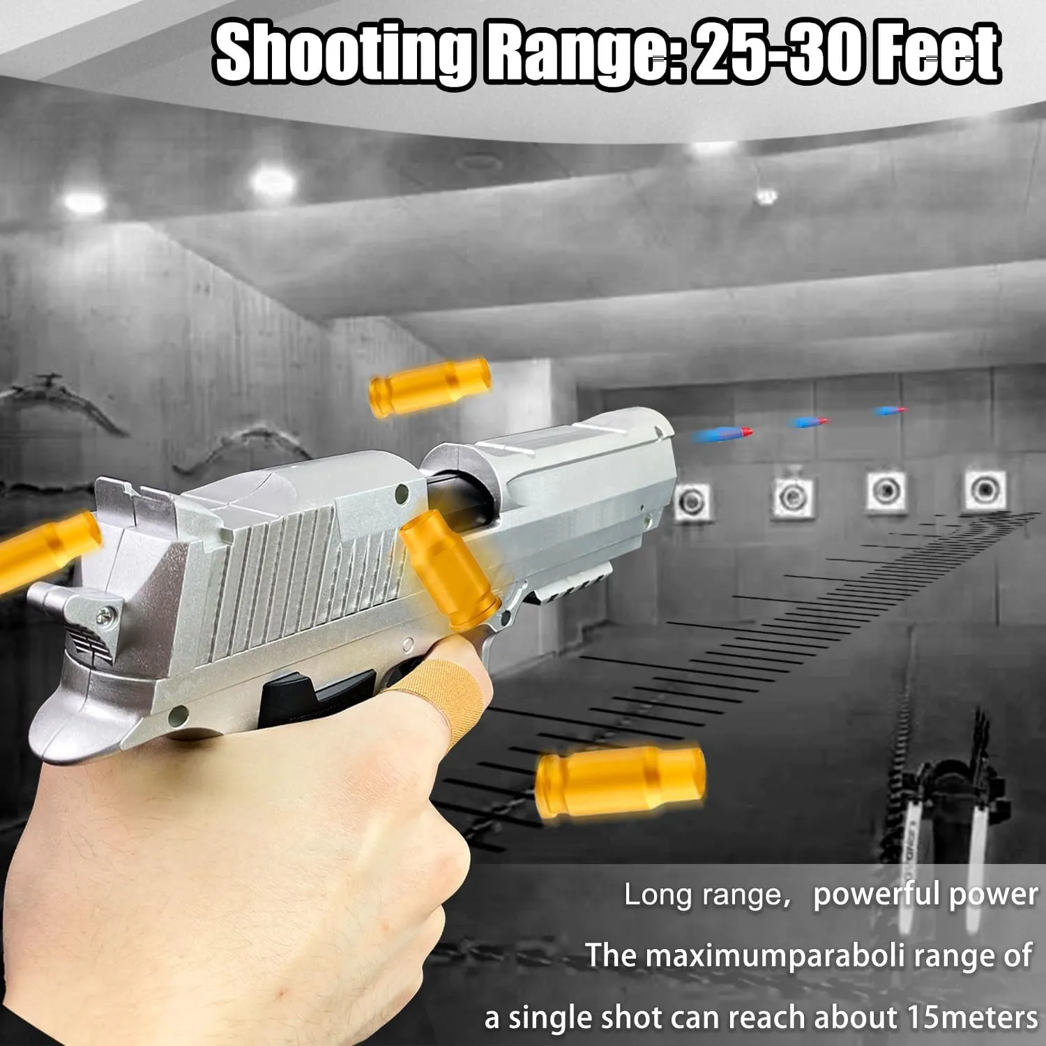 Toy Gun with Soft Bullets, Cool Shell Ejecting Toy Pistols for Boys, Shooting Game Educational Model Toys, Gifts for Kids (Grey)