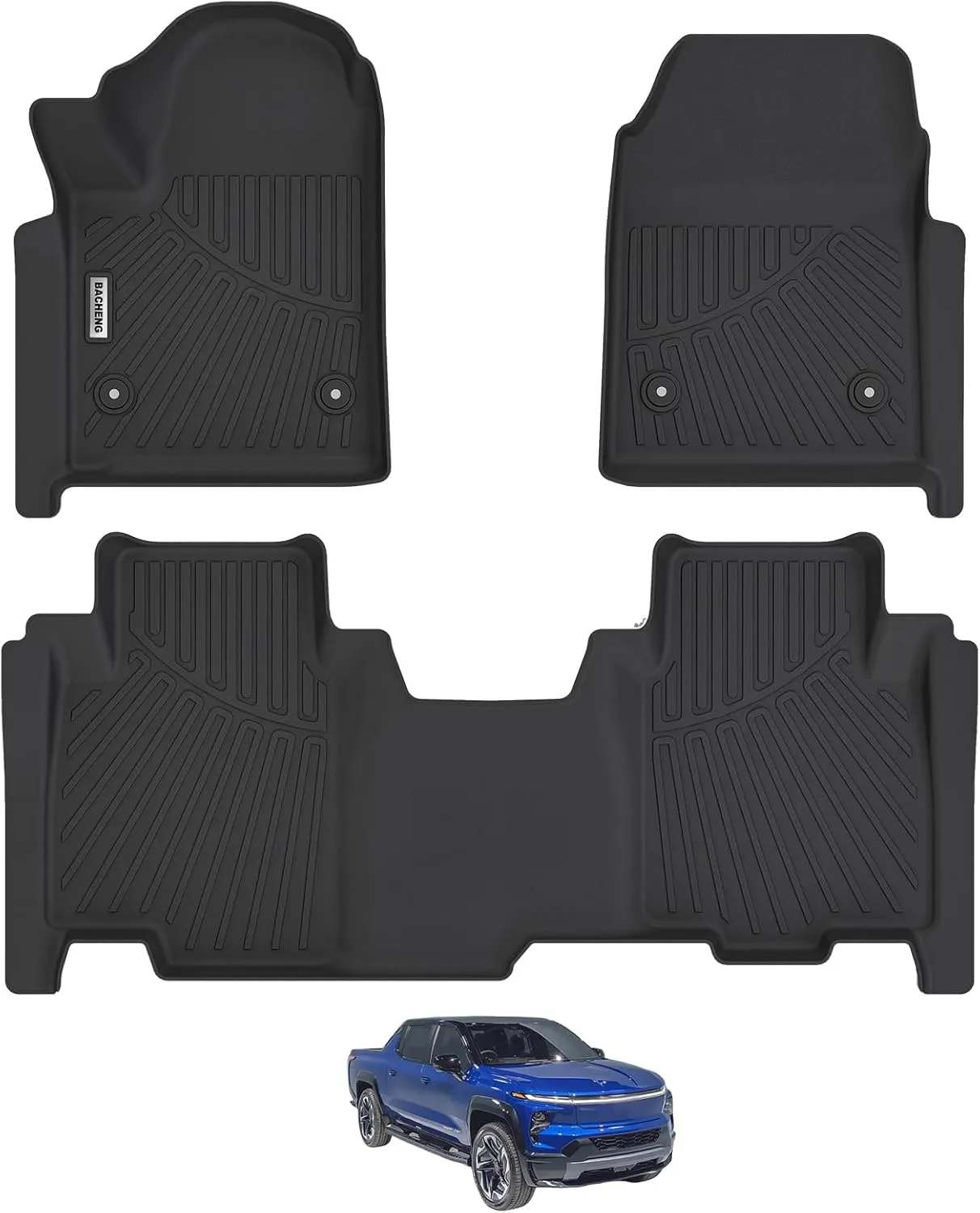 TPE Floor Mats for 2025 Silverado EV RST 1st and 2nd Row Black Car Accessories Durable Rugs and Mats for Ultimate Protection
