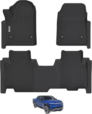 TPE Floor Mats for 2025 Silverado EV RST 1st and 2nd Row Black Car Accessories Durable Rugs and Mats for Ultimate Protection