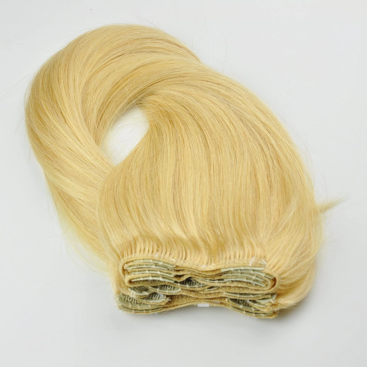 Tressmatch® 20”-22" Remy Human Hair Clip in Extensions Thick to Ends Champagne Blonde (#22) 9 Pieces Full Head Set [Set Weight:4.4oz/125grams) … …