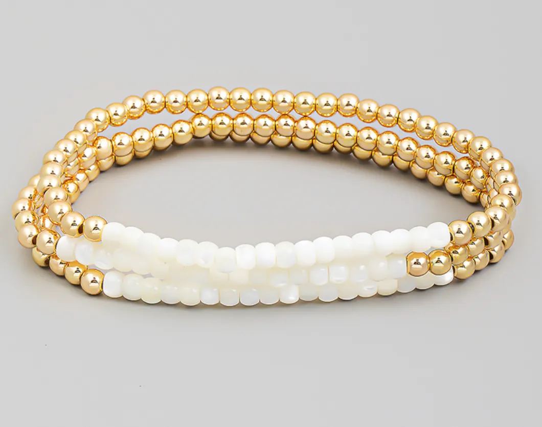 Triple Ball Beaded Stackable Bracelet