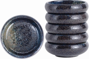Uaral Soy Sauce Dishes Sushi Dipping Bowl Pinch Bowl Stoneware Small Serving Dish Set 3.35 Inch(4.5 oz,Nebula Blue)