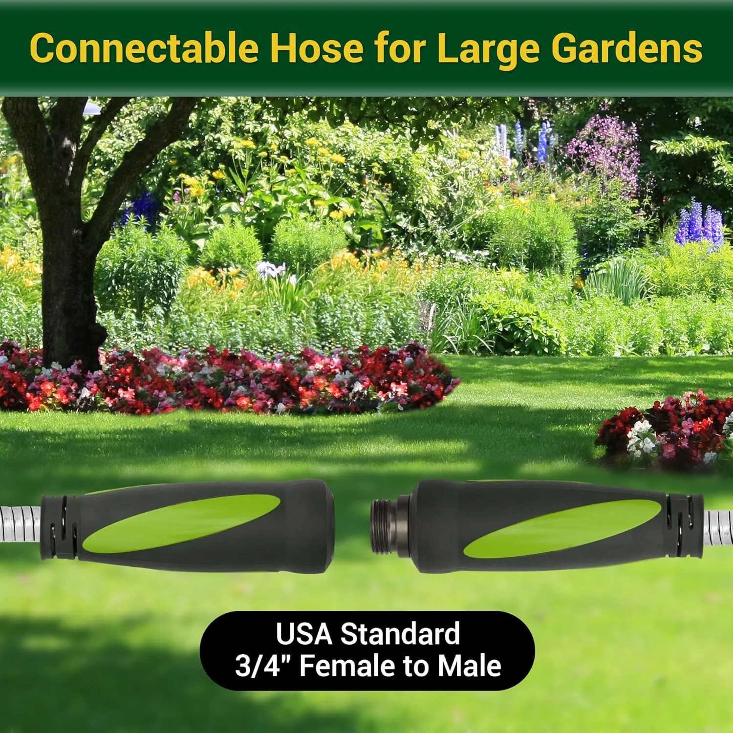 Ultimate Garden Hose Bundle: 25FT and 100FT Heavy-Duty Water Hose Set with Swivel Handle & 8 Function Nozzle for Versatile Watering Needs, Flexible, No Kink, Lightweight Metal Hoses