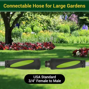 Ultimate Garden Hose Bundle: 25FT and 100FT Heavy-Duty Water Hose Set with Swivel Handle & 8 Function Nozzle for Versatile Watering Needs, Flexible, No Kink, Lightweight Metal Hoses