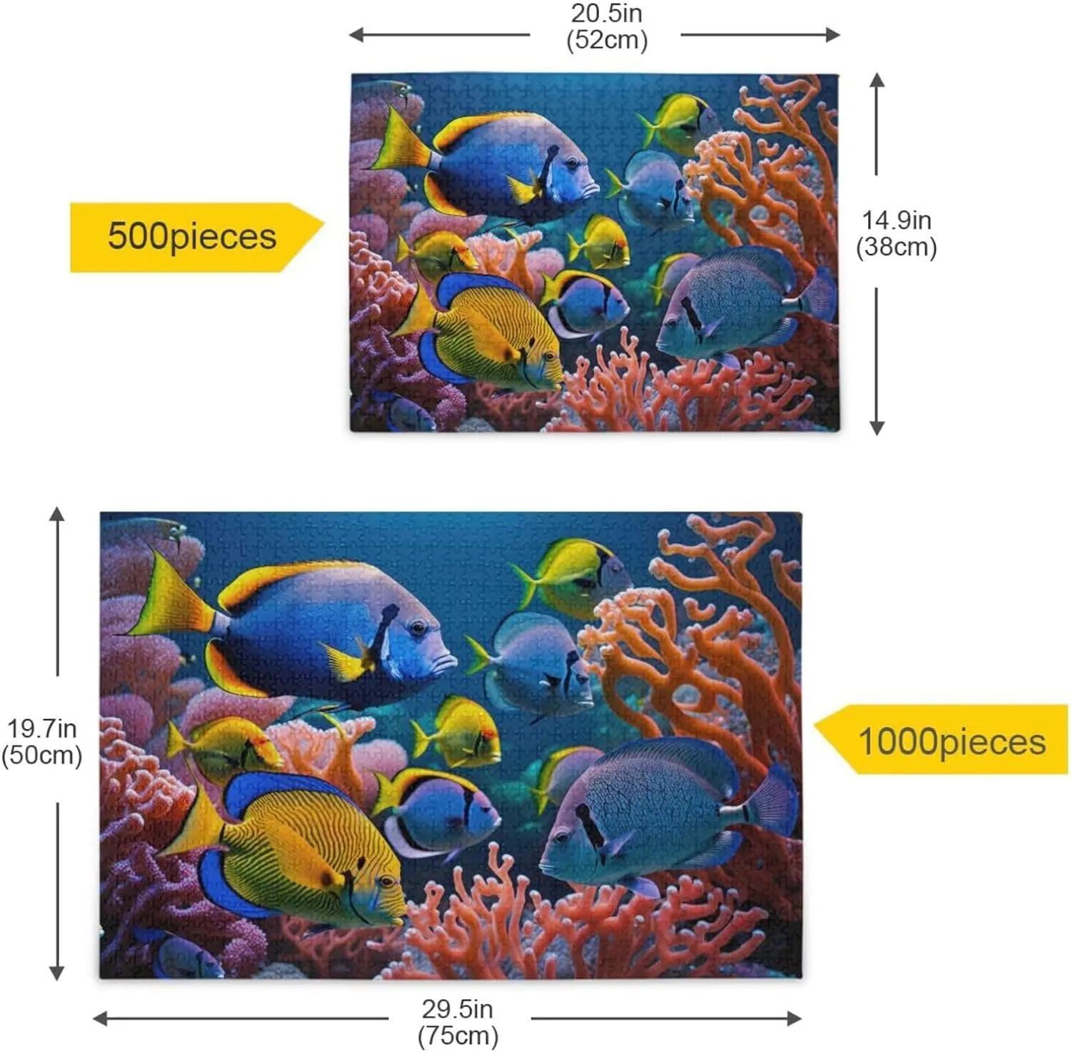 Underwater Fish Jigsaw Puzzles for Kids Adults 1000 Pieces, Fun Educational Games Toy Birthday Gift Art Home Decor Finish Size 29.5 x 20 Inches