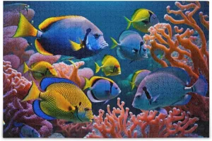Underwater Fish Jigsaw Puzzles for Kids Adults 1000 Pieces, Fun Educational Games Toy Birthday Gift Art Home Decor Finish Size 29.5 x 20 Inches
