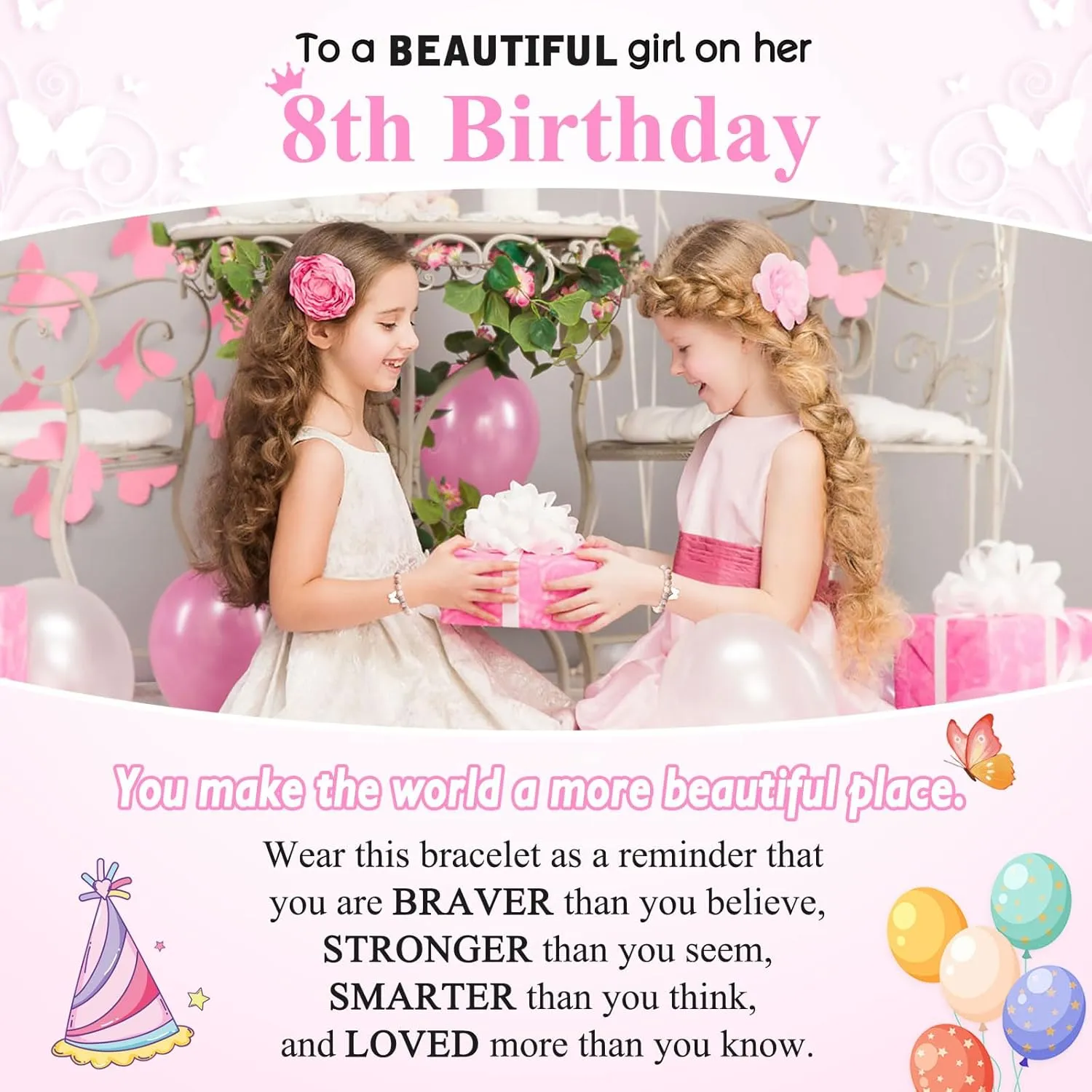 UNGENT THEM 6-16 Year Old Girls Birthday Butterfly Gifts, Butterfly Natural Stone Bracelet for Daughter Granddaughter Niece