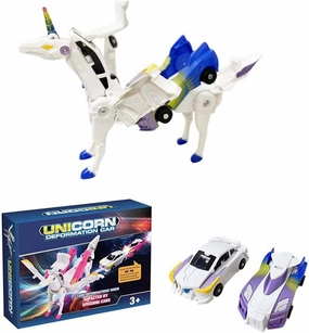 Unicorn Transforming Cars, Transforming Unicorn Car, Transforming Unicorn, Transforming Unicorn Car Toy, Automatic Deformation of Magnetic Connections, for Boys and Girls Birthday (Blue)