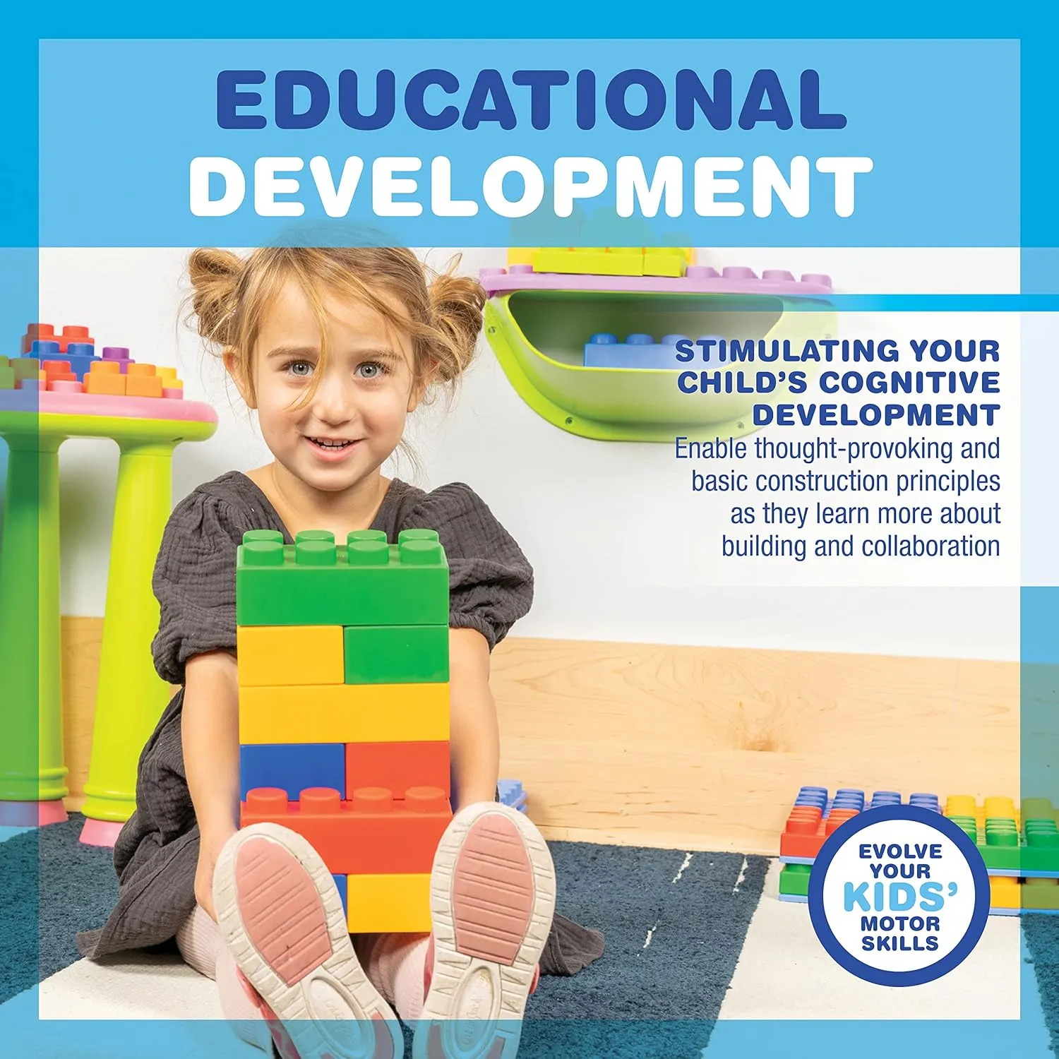UNiPLAY Plump Soft Building Blocks - 36-Piece Jumbo Stacking Multicolor Set for Early Cognitive Development and Creative Play - Ages 3 Months 