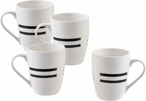 UNITED COLORS OF BENETTON. BE112 Set of 4 Mugs 11 cm 360 ml New Bone China Design Logo Printed Black House Benetton, Loza