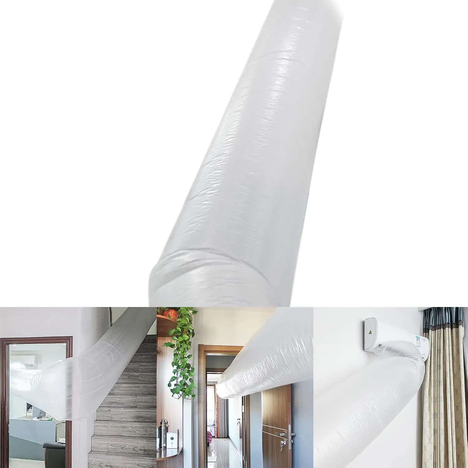 Universal Duct Extension Pipe Flexible Air Conditioner Exhaust Hose Air Conditioner Blowing Bag Exhaust Pipe Replacement Double-sided Tape Air Outlet Cooling Duct Room Ventilation