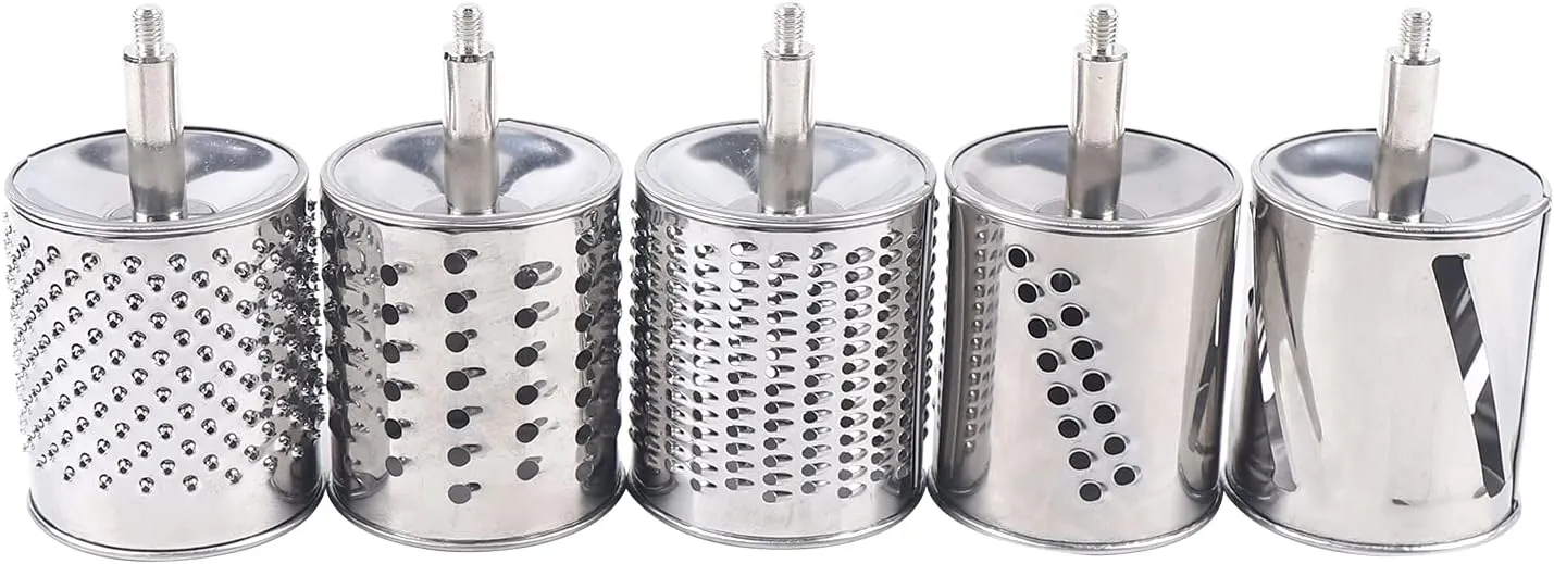 Upgrade Stainless Steel Rotary Vegetable Cheese Grater Potato Slicer with 5 Blades, Dishwasher Safe