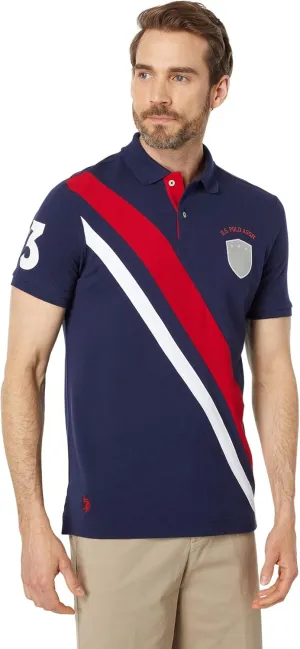 U.S. POLO ASSN. Short Sleeve Pieced Sash Pique Polo Classic Navy LG