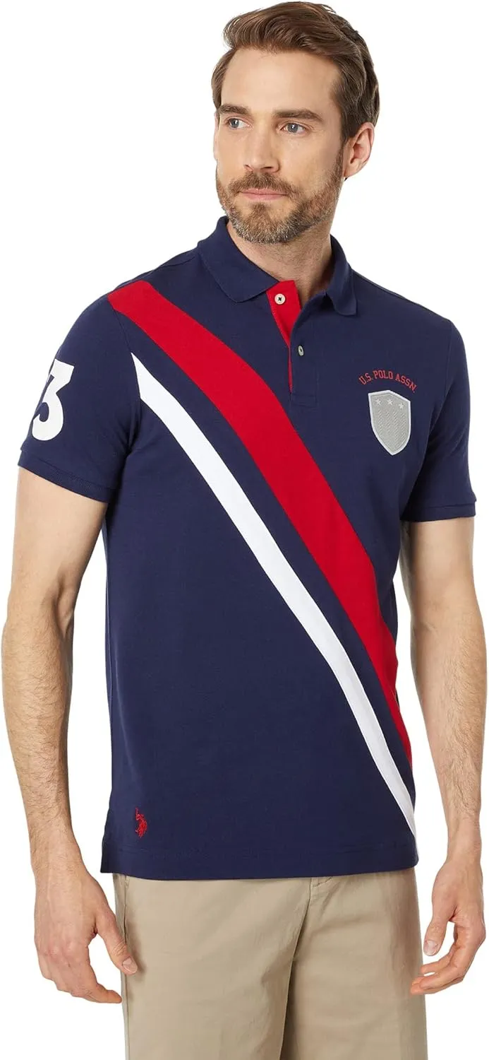 U.S. POLO ASSN. Short Sleeve Pieced Sash Pique Polo Classic Navy LG