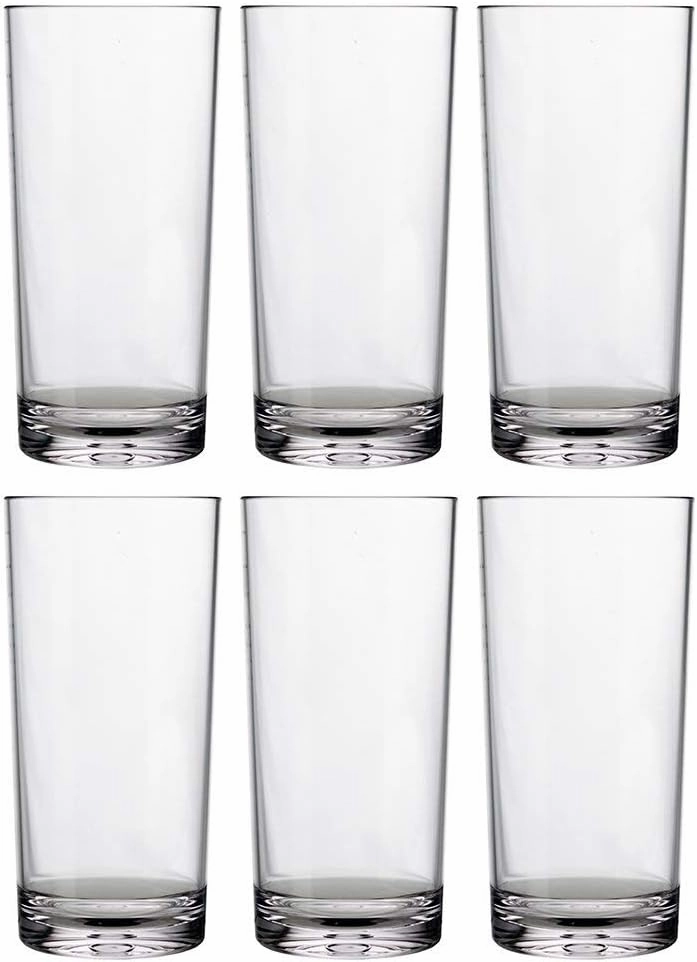 US Acrylic Classic Clear Plastic Reusable Drinking Glasses (Set of 6) 24oz Iced-Tea Cups | BPA-Free Tumblers, Made in USA | Top-Rack Dishwasher Safe