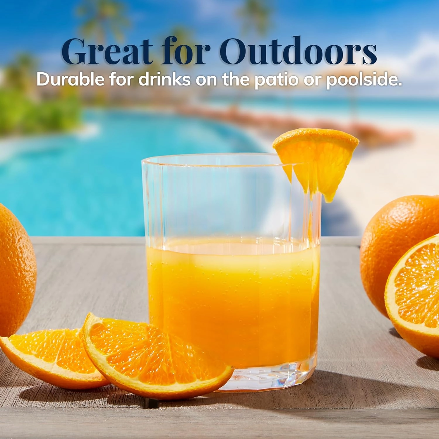 US Acrylic Faceted Clear Plastic Reusable Drinking Glasses (Set of 6) 14oz Rocks Cups | BPA-Free Tumblers, Made in USA | Top-Rack Dishwasher Safe
