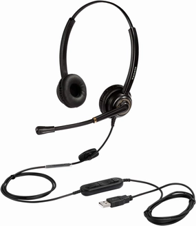 USB Headset with Microphone Noise Cancelling and Volume Controls, Computer PC Headphone with Voice Recognition Mic Works for Dragon Teams Zoom Skype Softphones Conference Calls Online Education etc