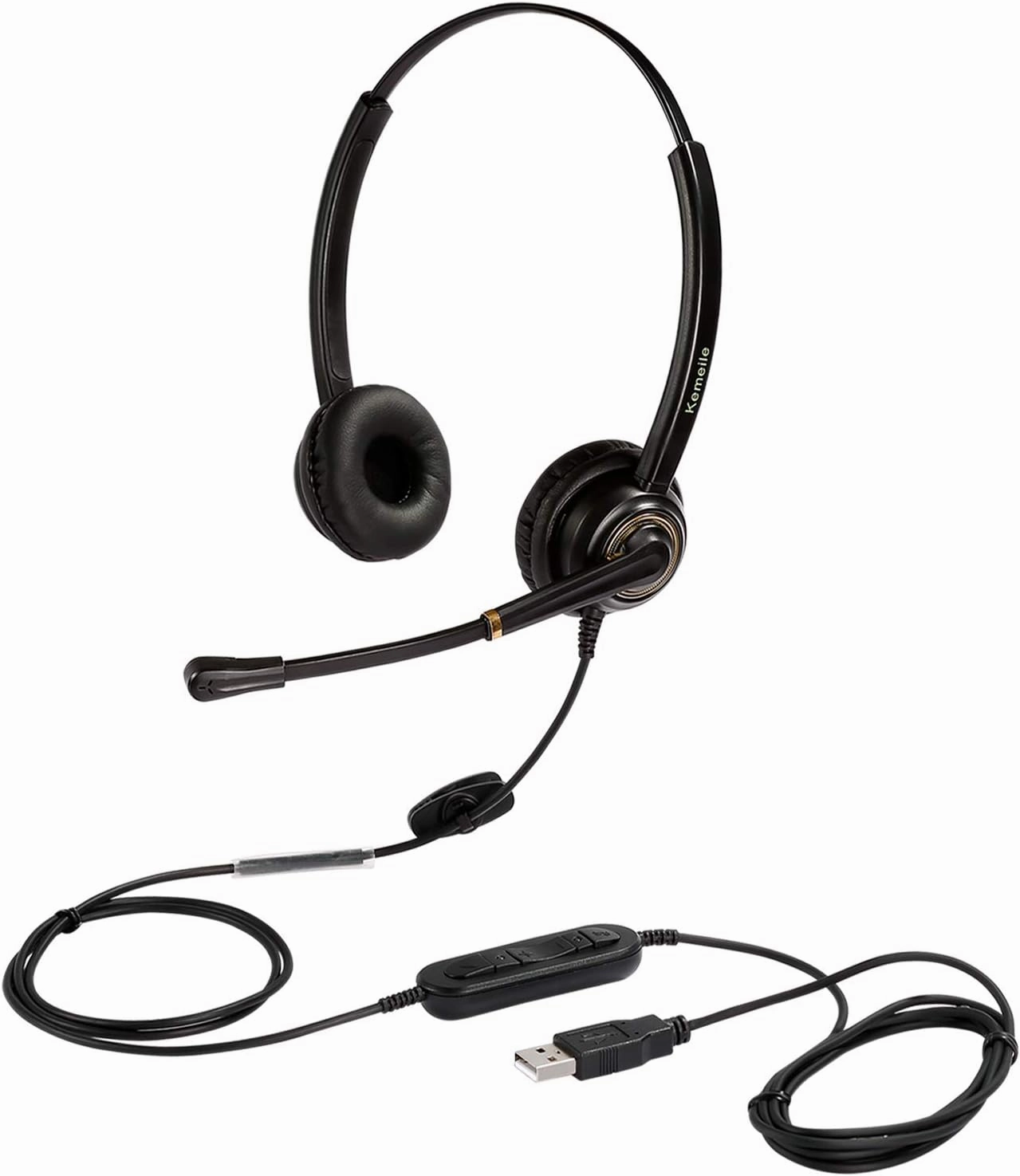 USB Headset with Microphone Noise Cancelling and Volume Controls, Computer PC Headphone with Voice Recognition Mic Works for Dragon Teams Zoom Skype Softphones Conference Calls Online Education etc