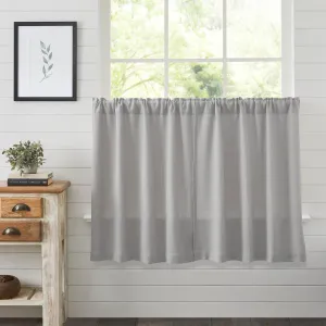 VHC Brands Burlap Dove Grey Farmhouse Curtains Tier Set of 2 L36xW36