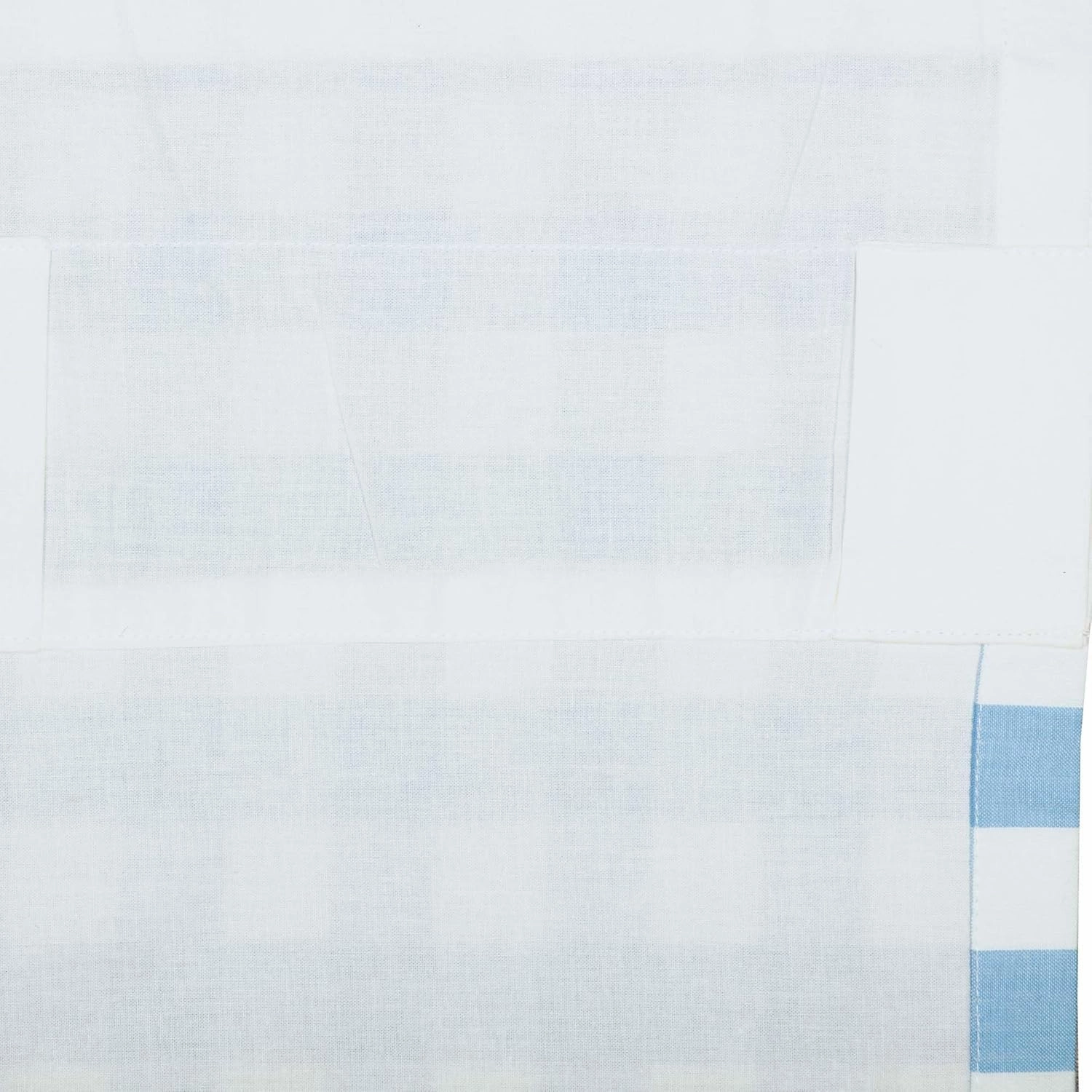VHC Brands Annie Blue Buffalo Check Farmhouse Ruffled Tier Kitchen Curtain Set 36x36