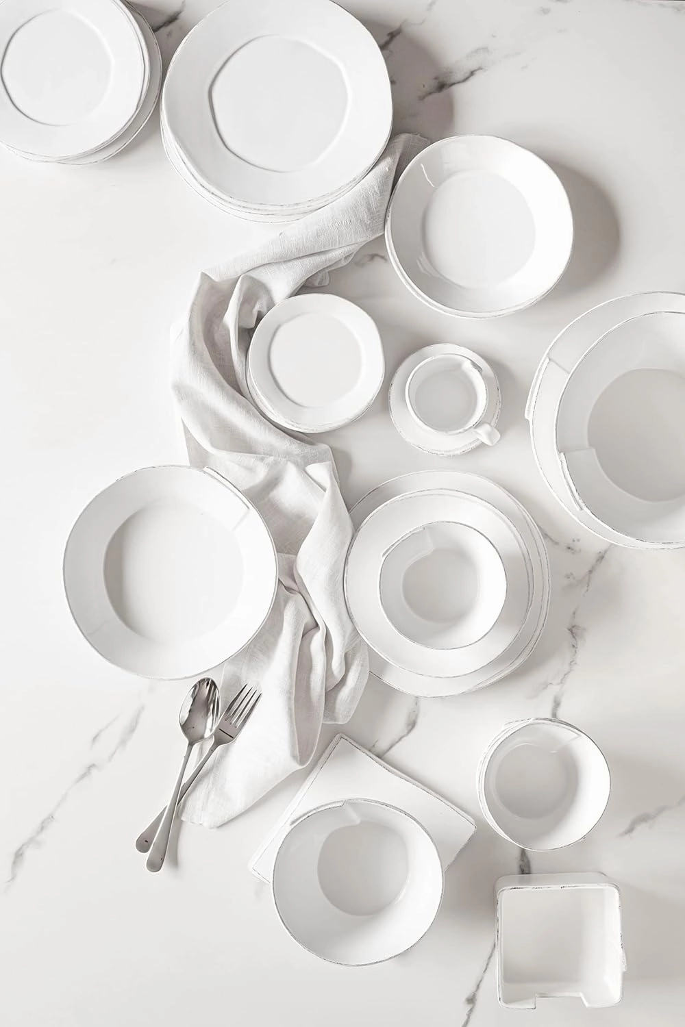 Vietri Italian Lastra Collection Dinnerware Sets (White, Pasta Bowls, Set of 4)