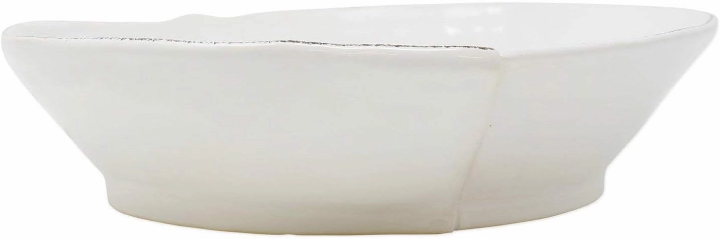 Vietri Lastra White Medium Shallow Serving Bowl, Italian Artisan Stoneware Dinner Serveware Dish