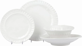 Vietri Pietra Serena 4-Pc Place Setting w/Cereal/Pasta Bowls & Salad/Dinner Plates, Stoneware