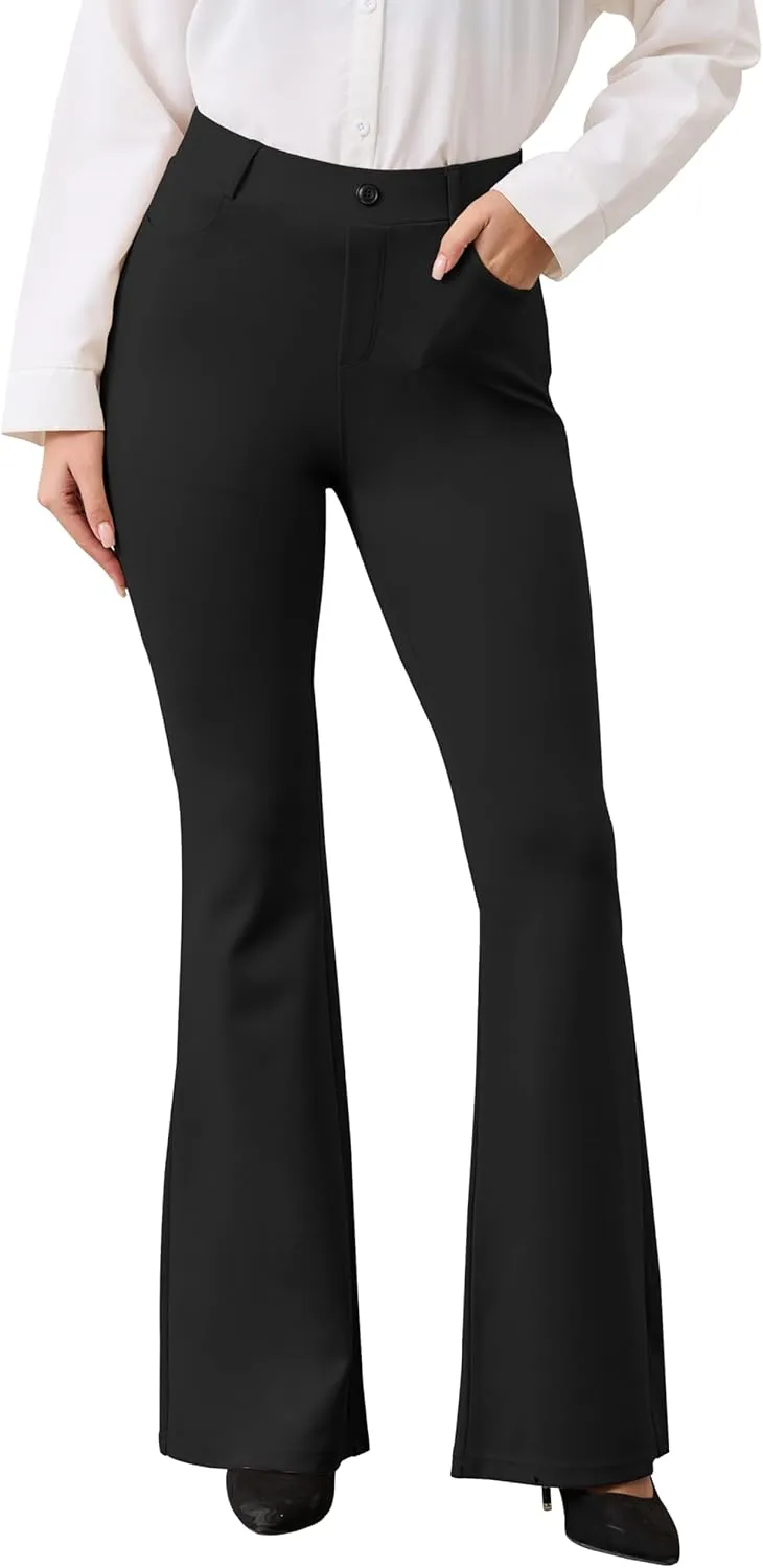 VIMPEP Women’s Classic Yoga Dress Pants High Rise Flare Soft Feeling Pull On Work Yoga Pants for Business Office Work 2102