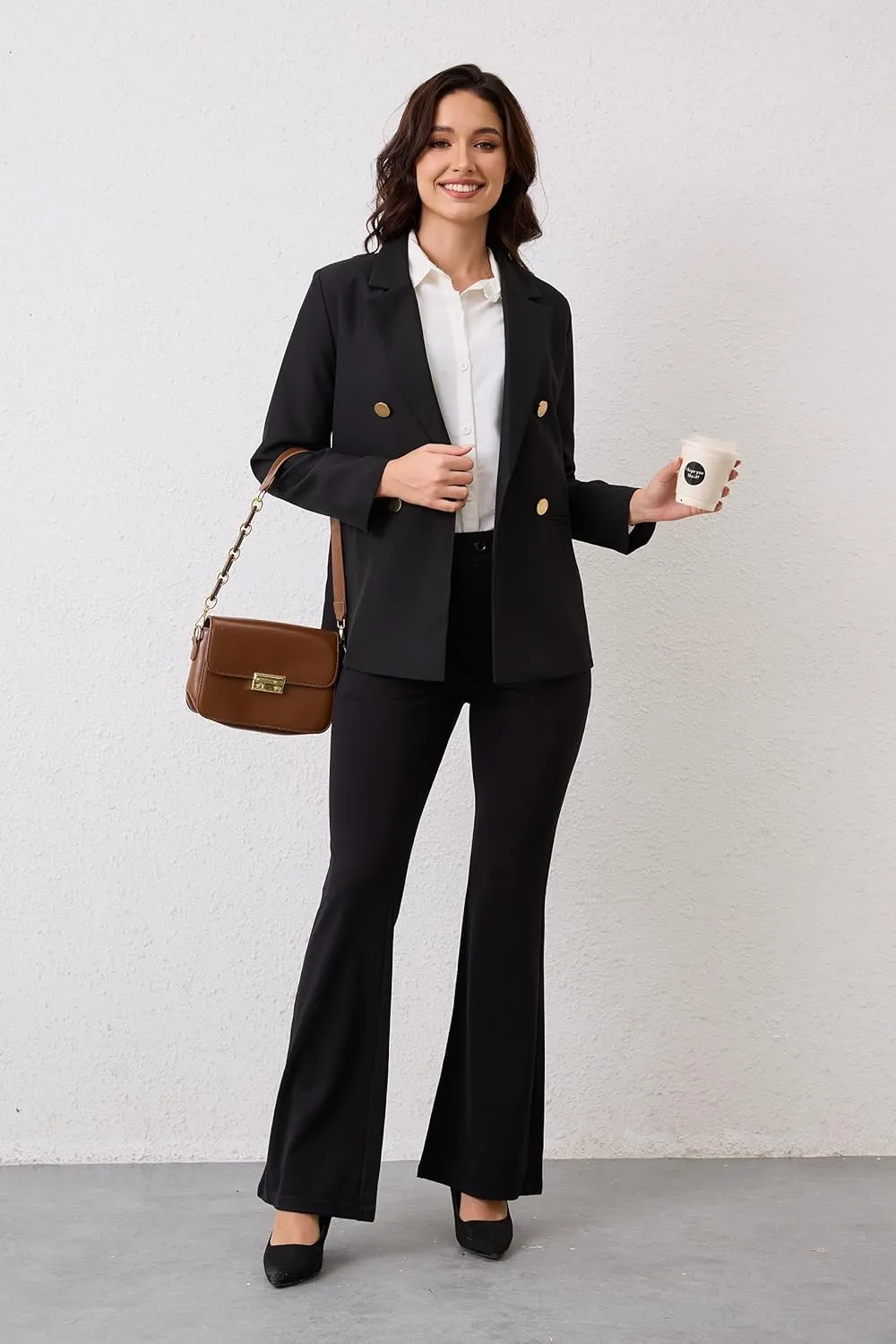 VIMPEP Women’s Classic Yoga Dress Pants High Rise Flare Soft Feeling Pull On Work Yoga Pants for Business Office Work 2102