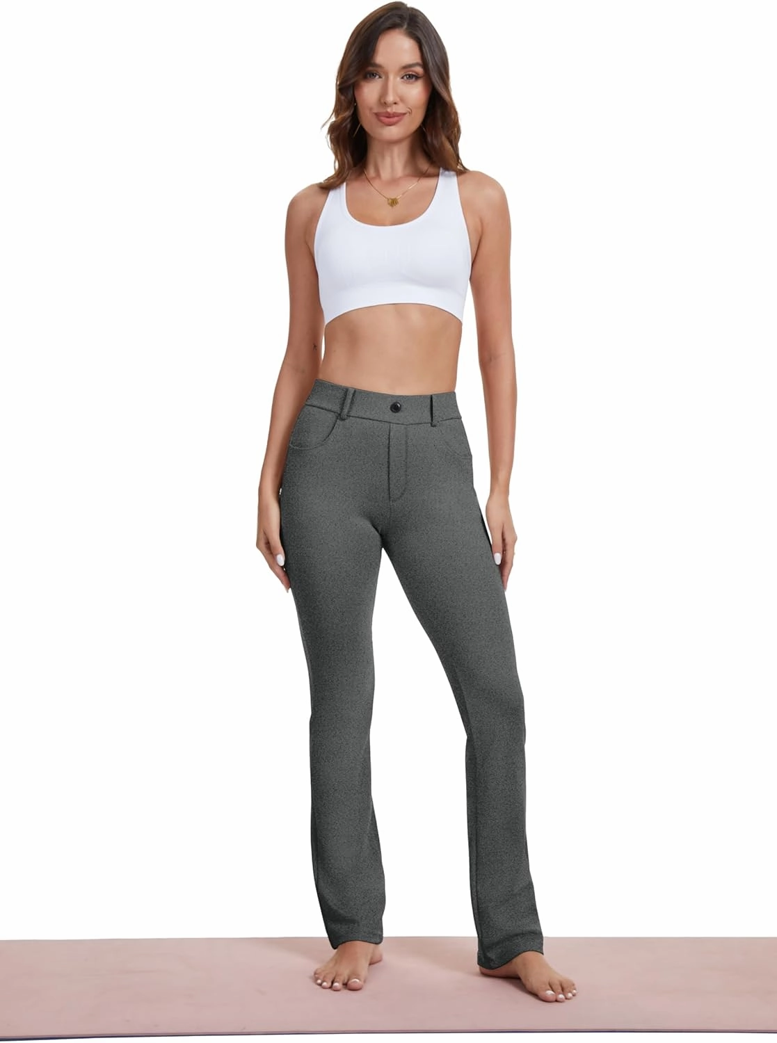 VIMPEP 2024 Fall Women’s Classic Yoga Dress Pants High Rise Straight Soft Feeling Pull On Work Yoga Pants for Casual 2202