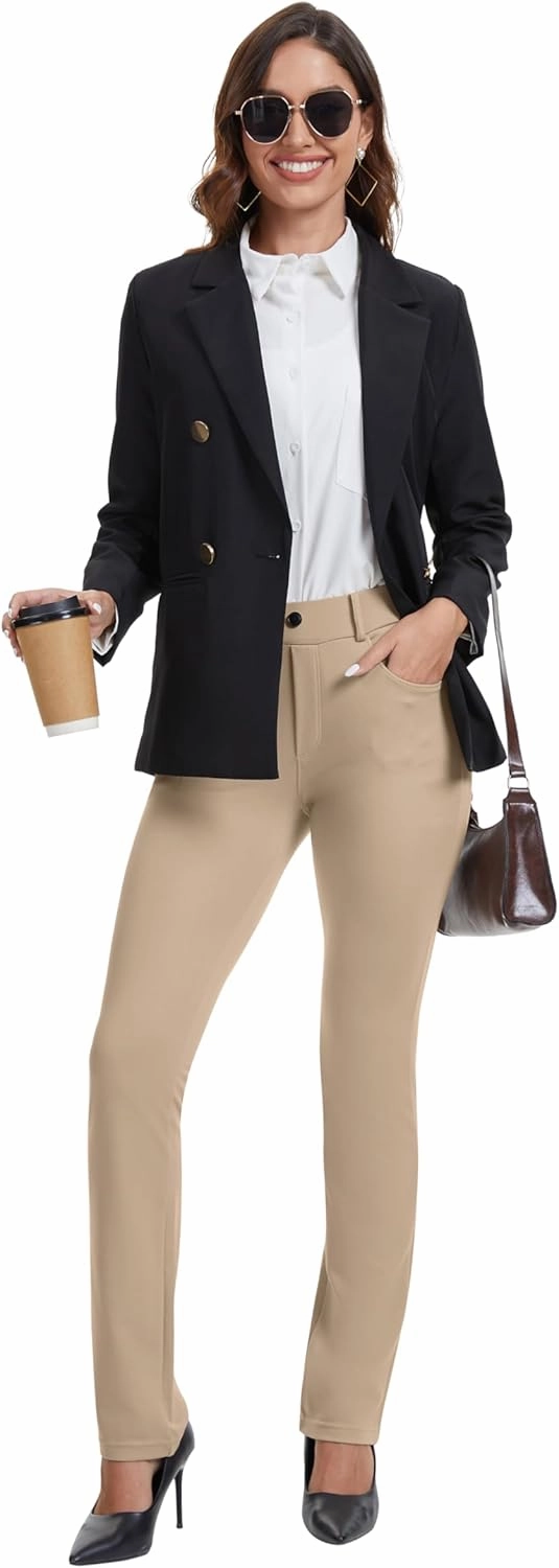 VIMPEP 2024 Fall Women’s Classic Yoga Dress Pants High Rise Straight Soft Feeling Pull On Work Yoga Pants for Casual 2202