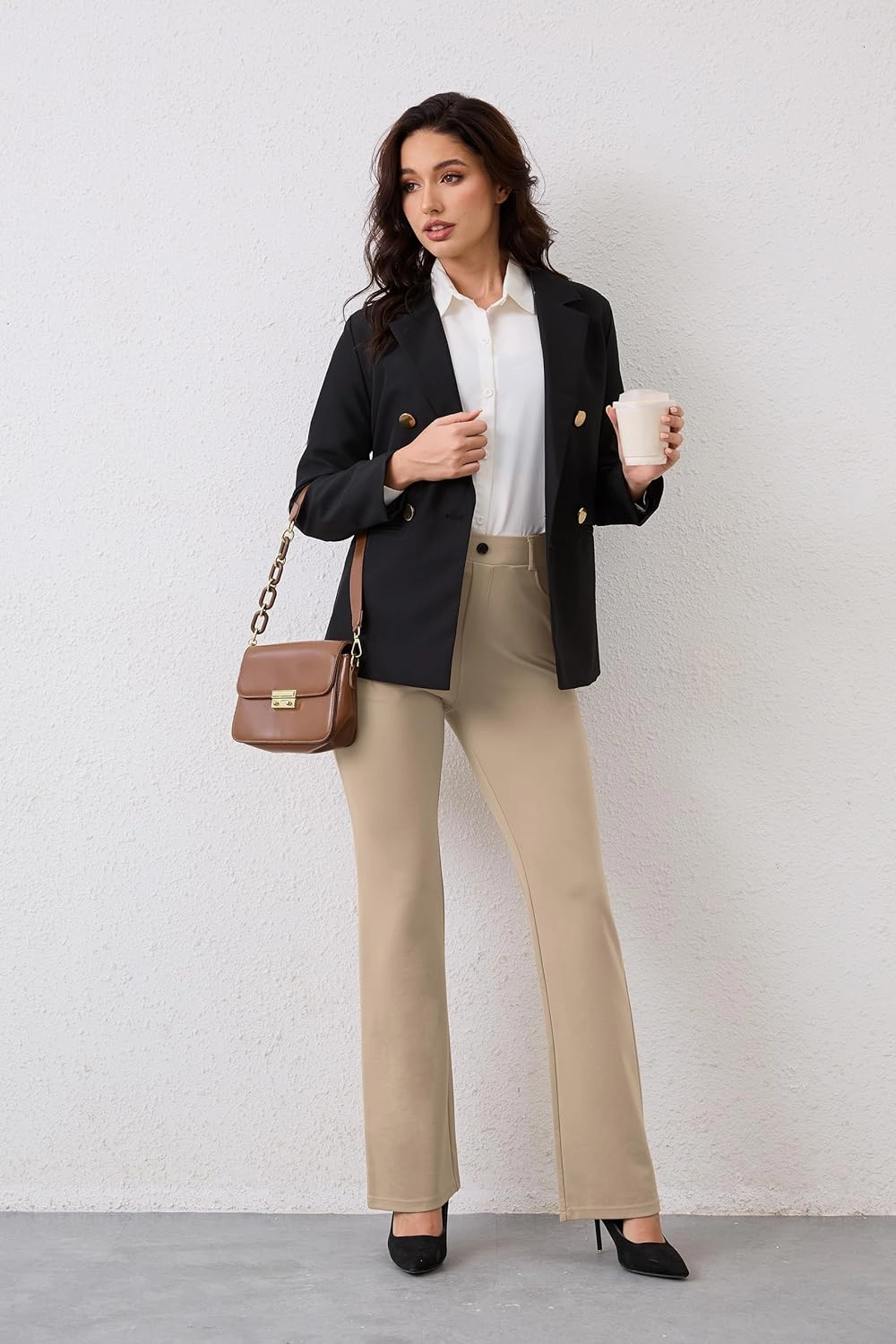 VIMPEP 2024 Fall Women’s Classic Yoga Dress Pants High Rise Straight Soft Feeling Pull On Work Yoga Pants for Casual 2202