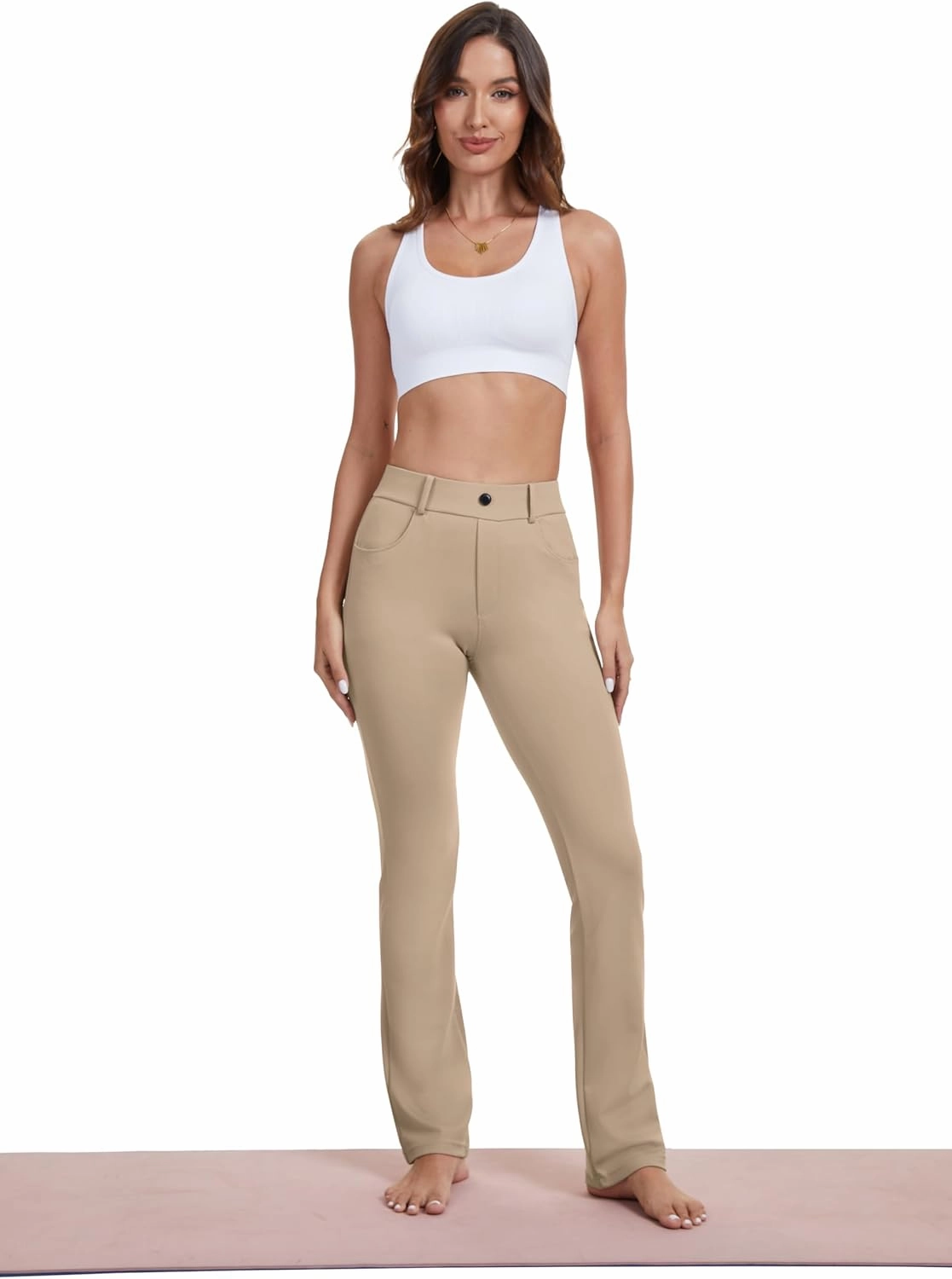 VIMPEP 2024 Fall Women’s Classic Yoga Dress Pants High Rise Straight Soft Feeling Pull On Work Yoga Pants for Casual 2202
