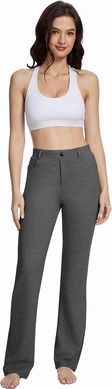 VIMPEP 2024 Fall Women’s Classic Yoga Dress Pants High Rise Straight Soft Feeling Pull On Work Yoga Pants for Casual 2202