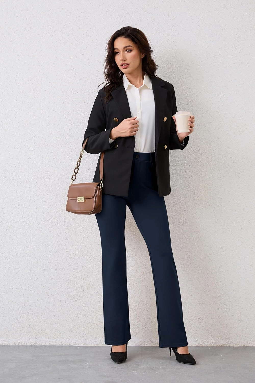 VIMPEP 2024 Fall Women’s Classic Yoga Dress Pants High Rise Straight Soft Feeling Pull On Work Yoga Pants for Casual 2202