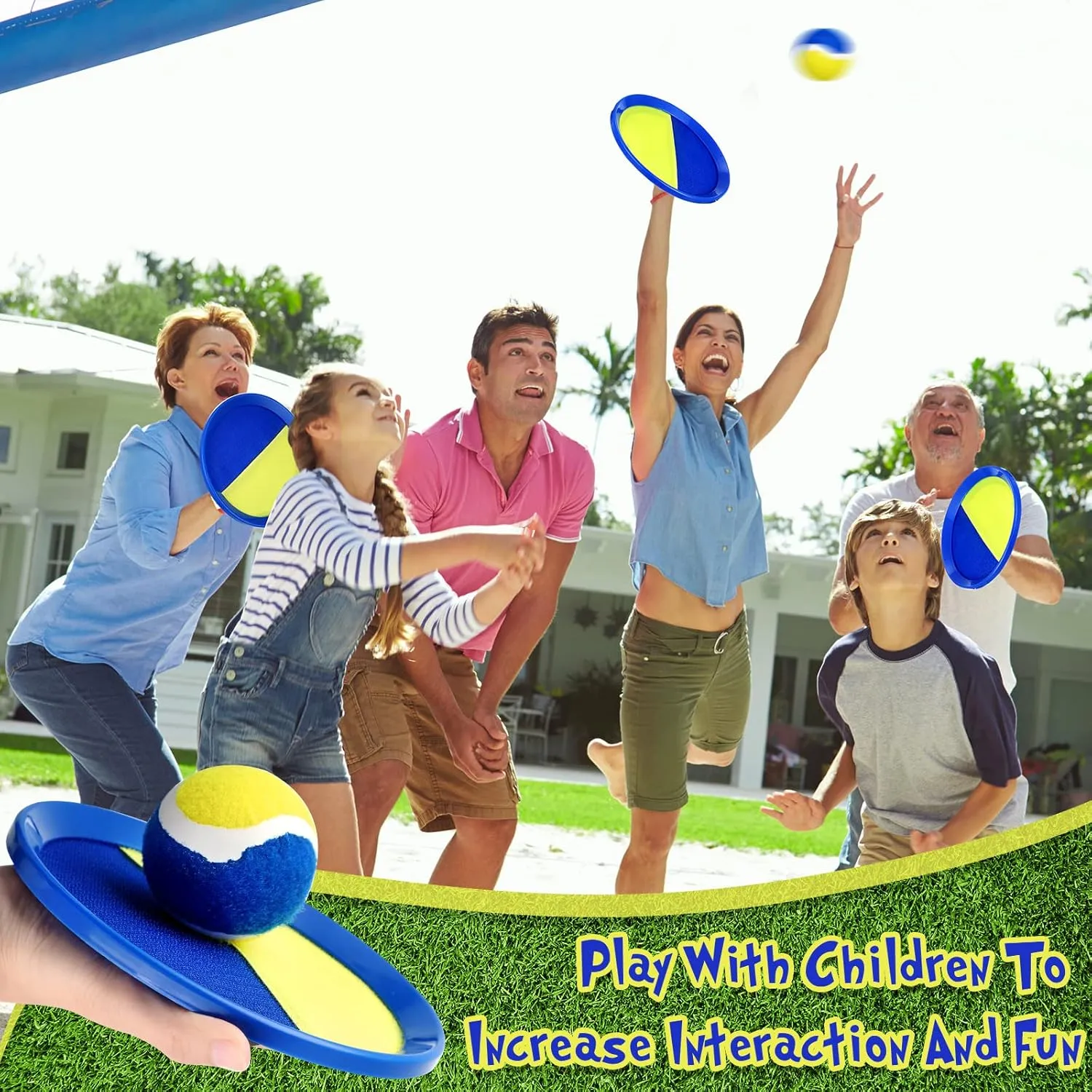Vinsot Kids Toys Toss and Catch Ball Games 20 Paddles 10 Ball Catch Paddle for Outside Kids Outdoor Games Beach Toys Backyards Yard Lawn Playground Games Family Adults