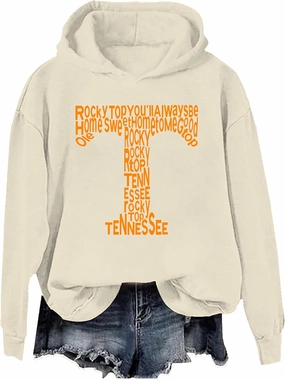 Vintage Graphic Print Hoodie - Tennessee Vols Orange Sweatshirt
