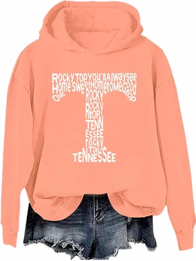 Vintage Graphic Print Hoodie - Tennessee Vols Orange Sweatshirt