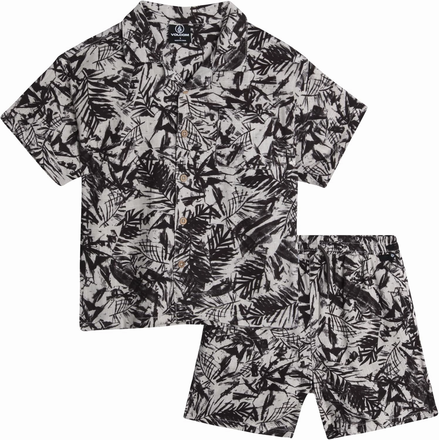 Volcom Toddler Boy Shorts Set - 2 Piece Short Sleeve Button Down Dress Shirts and Twill Shorts - Toddler Boys Summer Outfits