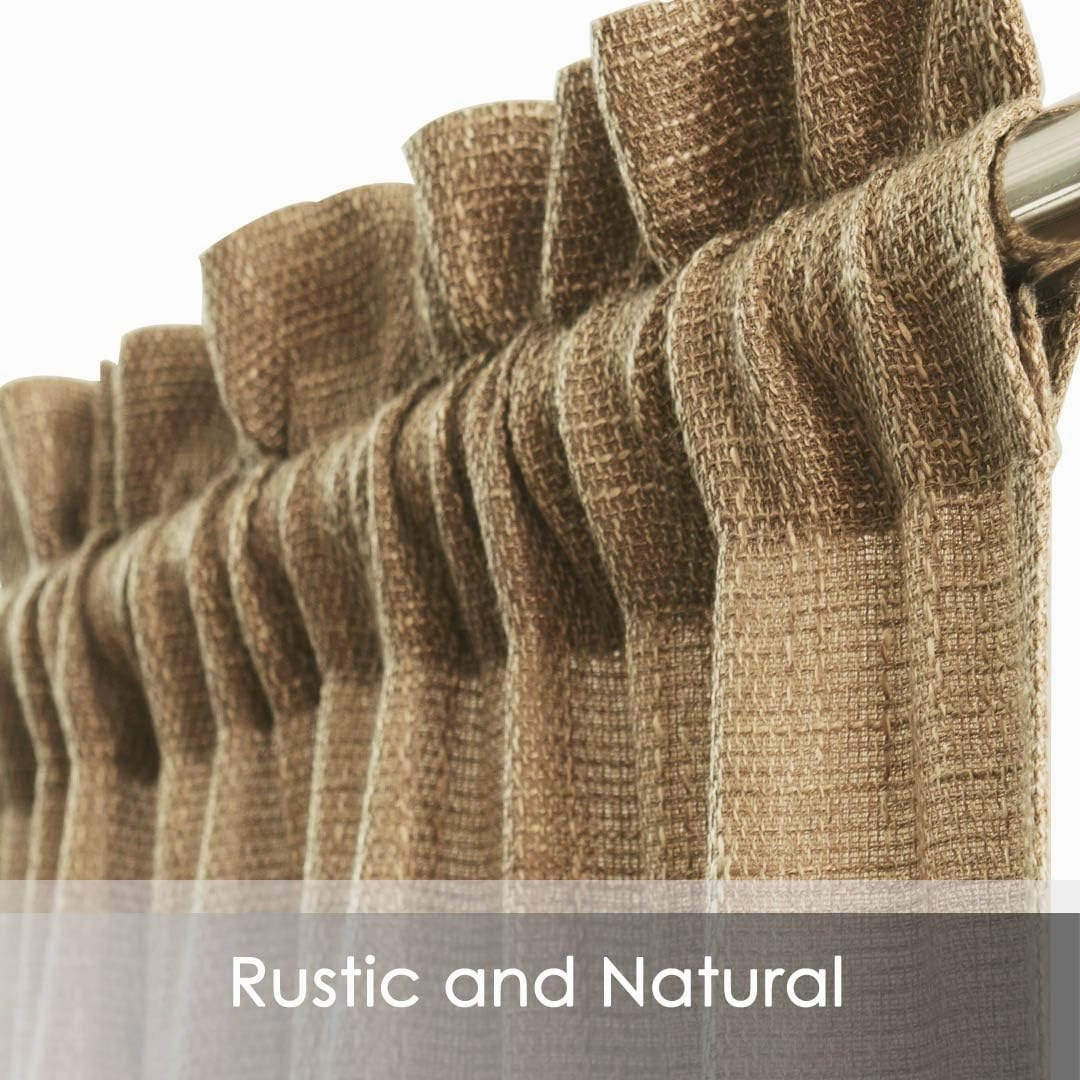 VORTTA Burlap Look Swag Curtains Soft Half Window Rustic Natural Tan Kitchen Curtains Valance and Swags 63 inch Length, 2 Panels