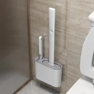 Wall Mounted TPR Toilet Brush With Long Handle Silicone Soft Bristle Brush