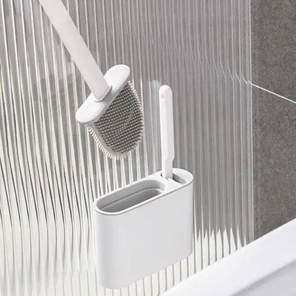 Wall Mounted TPR Toilet Brush With Long Handle Silicone Soft Bristle Brush