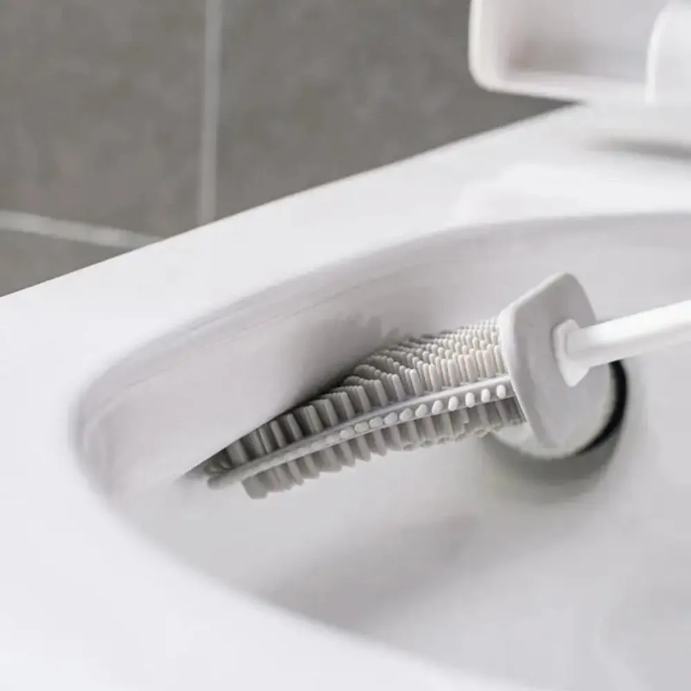 Wall Mounted TPR Toilet Brush With Long Handle Silicone Soft Bristle Brush