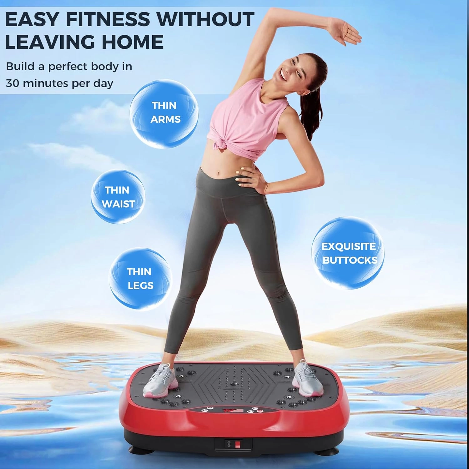WANKO Vibration Plate Exercise Machine - Shake Plate Vibration Platform with 2 Pull Ropes - Lymphatic Drainage Machine for Shaping, Wellness, Recovery, and Weight Loss for Men and Women