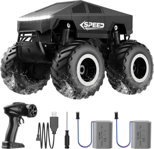 WayEee RC Car Kids Toys for Ages 6 , Remote Control Car Waterproof Monster Truck, Amphibious 4WD All Terrain Off-Road Pickup, 1:16 Scale, 2.4GHZ Vehicles, Boys Christmas Kids Birthday Gift/Black